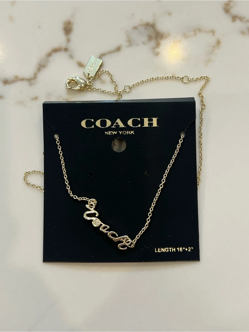 Coach Gold Script Nameplate Necklace